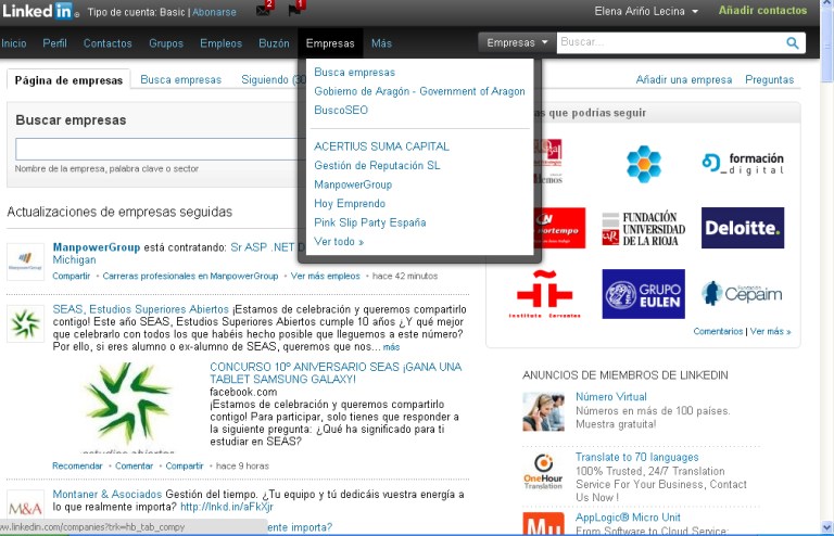 seguir empresas en linkedin