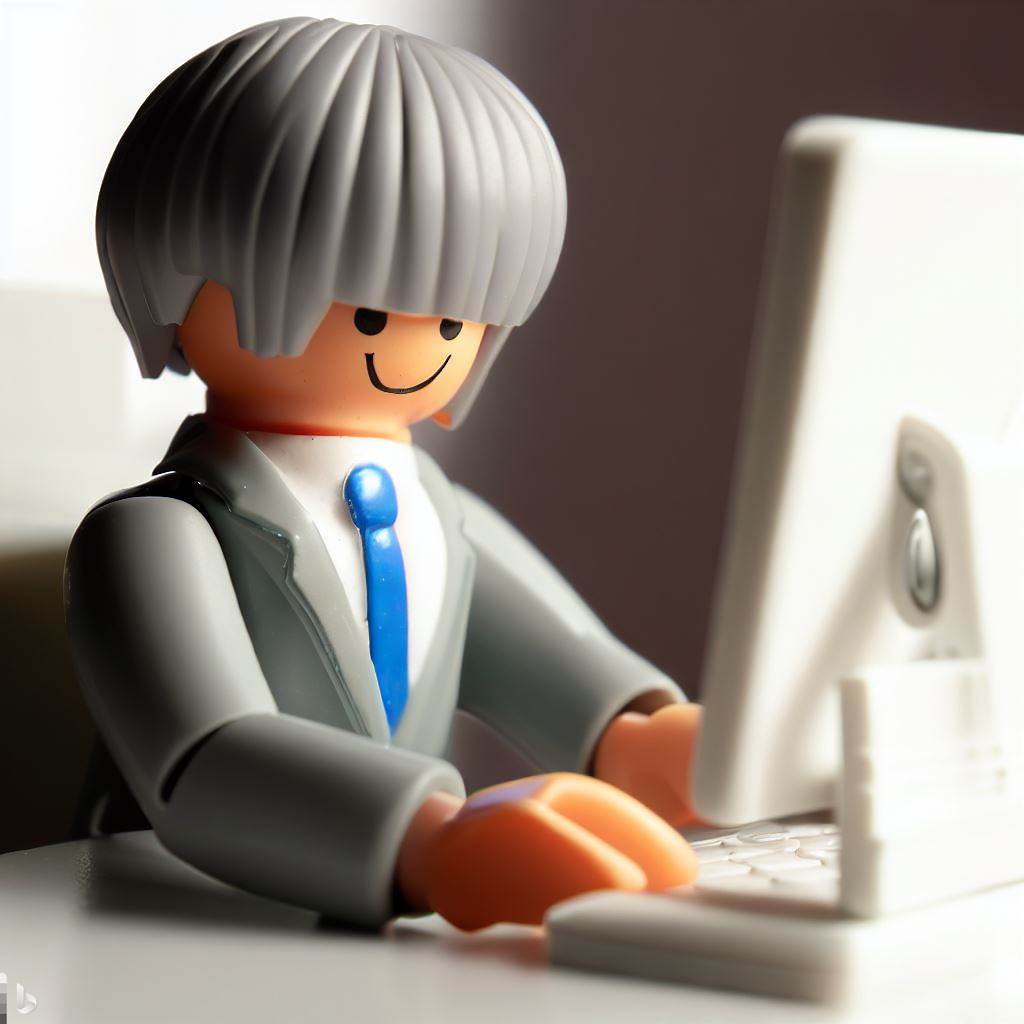 playmobil trabajando en ordenador